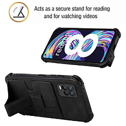 Coque en TPU + PU antichoc, coussin d'angle avec béquille, porte-cartes noir pour votre Realme 8/8 Pro