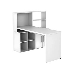 Avis Vente-Unique Bureau d'angle LEON avec rangements et étagères - Blanc