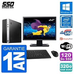 PC HP ProDesk 400 G4 SFF Ecran 22" G4400 RAM 32Go SSD 120Go Windows 10 Wifi - Occasion