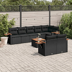 Maison Chic Salon de jardin 9 pcs avec coussins | Ensemble de Table et chaises | Mobilier d'Extérieur noir résine tressée -GKD28935