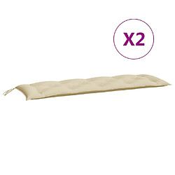 vidaXL Coussins de banc de jardin 2 pcs beige 150x50x7 cm tissu Oxford