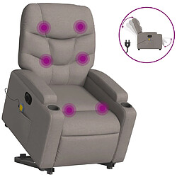 vidaXL Fauteuil inclinable de massage électrique Taupe Tissu