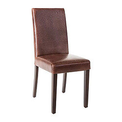 Chaise Dossier Haut en Simili Cuir Marron Foncé - Lot de 2 - Bolero