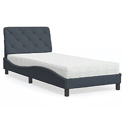 Vidaxl Lit avec matelas gris foncé 90x200 cm velours