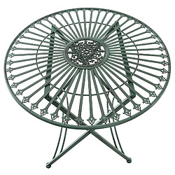 Avis Decoshop26 Table de jardin en métal Ø 71 cm style rustique vert vieilli MDJ10220