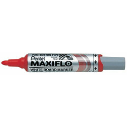 Pentel Maxiflo Lot de 12 marqueurs effaçables à sec tableau blanc Pointe ogive large Encre liquide Rouge