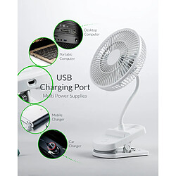 Acheter Universal Ventilateur à clips Ventilateur de poussette USB portable à 4 vitesses Clips silencieux Mini ventilateur de bureau à 360 ° Alimenté par batterie Blanc |