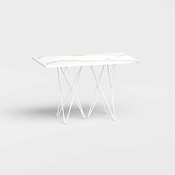 Inside 75 Table console extensible HERMES stratifié marbre blanc acier blanc 115cm