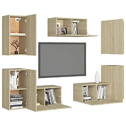 Avis Maison Chic Ensemble de meubles TV 7 pcs | Banc TV Moderne pour salon | Meuble de Rangement - Chêne sonoma Aggloméré -MN88749