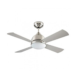 faro Plafonnier ventilateur Borneo Verre,acier blanc,,Nickel satiné 39,2 Cm