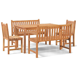 Salle à dîner de jardin 5 pcs,Table et chaise à manger Bois de teck massif -MN82231