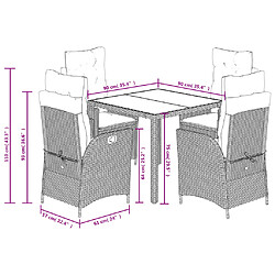 vidaXL Ensemble à manger de jardin coussins 5pcs Noir Résine tressée pas cher