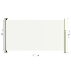 Helloshop26 Auvent paravent store brise-vue latéral rétractable de patio jardin terrasse balcon protection visuelle écran 170 x 300 cm crème 02_0007311 pas cher