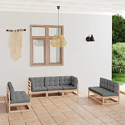 vidaXL Salon de jardin 7 pcs avec coussins Bois de pin massif