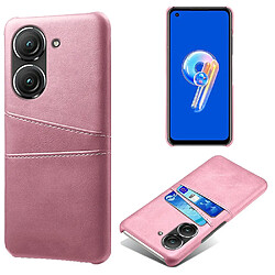 Coque en TPU + PU anti-chocs avec deux porte-cartes pour votre Asus Zenfone 9 5G - or rose