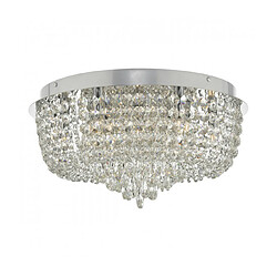 Luminaire Center Plafonnier Design Eitan Cristal,chrome poli 9 ampoules 25cm