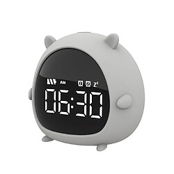 Horloge De Bureau Mignonne De Minuterie De Réveil De Chevet Numérique LED Snooze Gris