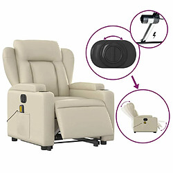 Maison Chic Fauteuil Relax pour salon, Fauteuil inclinable de massage électrique crème similicuir -GKD38048 pas cher