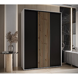 Abiks Meble Armoire LANKO 1 À Portes Coulissantes 235,2/170/45 3 Portes (Blanc/Noir)