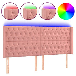 Maison Chic Tête de lit scandinave à LED,meuble de chambre Rose 183x16x118/128 cm Velours -MN26688