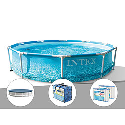 Kit piscine tubulaire Intex Metal Frame Ocean ronde 3,05 x 0,76 m + Bâche de protection + Bâche à bulles + 6 cartouches de filtration