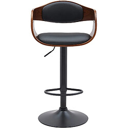 Acheter Decoshop26 Tabouret de bar x1 design scandinave en PVC noir et structure en bois noyer pieds métal noir 10_0005036