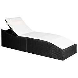 vidaXL Chaise longue avec coussin Résine tressée Noir