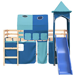 Acheter Vidaxl Lit mezzanine enfants avec tour bleu 80x200cm bois pin massif