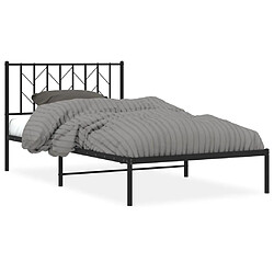 Maison Chic Cadre/structure de lit métal et tête de lit pour adulte - Lit Moderne Chambre noir 107x203 cm -MN22623 