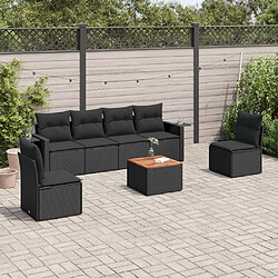 Maison Chic Salon de jardin 7 pcs avec coussins | Ensemble de Table et chaises | Mobilier d'Extérieur noir résine tressée -GKD32208