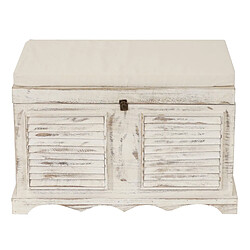 Mendler Banc banquette / coffre de rangement T356, style shabby 50x76x45cm ~ blanc