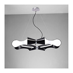 Luminaire Center Suspension Ora 8 Flat rond Ampoules E27, noir brillant/arylique blanc/chrome poli