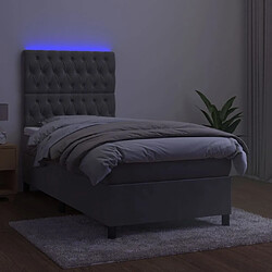 Acheter Maison Chic Lit adulte- Lit + matelas,Sommier à lattes de lit et matelas et LED Gris clair 90x200 cm -GKD15060