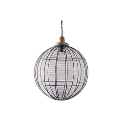 Aubry Gaspard Lampe suspension en métal laqué gris et bois Boule.