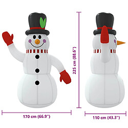 vidaXL Bonhomme de neige gonflable avec LED 225 cm pas cher