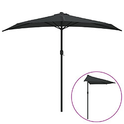 vidaXL Parasol de balcon avec mât en aluminium Noir 270x144x222cm Demi