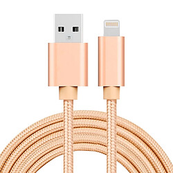 Wewoo Câble or pour iPhone X / 8 & 8 Plus / 7 & 7 Plus / 6 & 6s & 6 Plus & 6s Plus / iPad 2m 3A style métallique tissé tête Lightning à de données / chargeur USB,