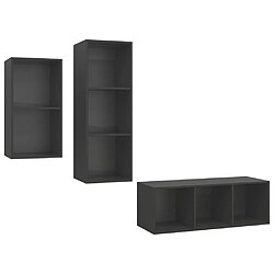 vidaXL Ensemble de meubles TV 3 pcs Gris Bois d'ingénierie