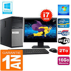 PC Tour DELL 7010 Core I7-2600 Ram 16Go Disque 2 To Wifi W7 Ecran 27" - Occasion