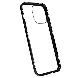 Coque en cadre métallique antichoc, cadre anti-bruit, double face avec fermeture magnétique pour votre iPhone 14 Pro Max - noir