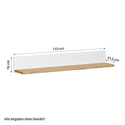 Homestyle4U Étagère murale Blanc/naturel 115 cm