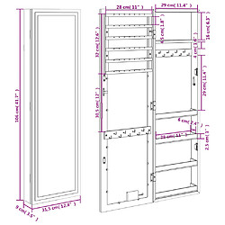 vidaXL Armoire à bijoux avec miroir et éclairage LED mural pas cher