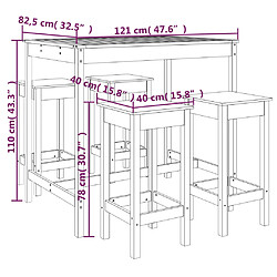 vidaXL Ensemble de bar de jardin 5 pcs blanc bois massif de pin pas cher