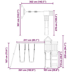 vidaXL Aire de jeux d'extérieur bois de pin imprégné pas cher