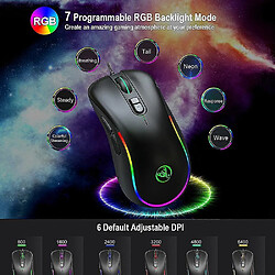 Avis Universal RVB Macro Programming Game Mouse Les touches 7 peuvent désactiver les lumières prennent en charge divers jeux Wired Mouse