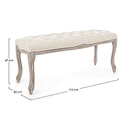 Avis Mes Banc capitonné 110x36x47 cm en tissu écru - MEDILA