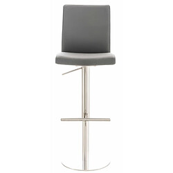 Decoshop26 Tabouret de bar x1 réglable en hauteur et pivotant à 360° plateforme ronde en métal noir assise en PVC gris 10_0004564