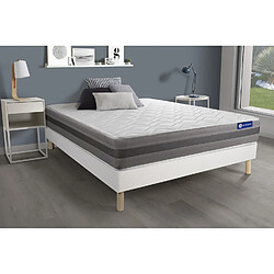 ACTISOM Ensemble matelas ACTIFLEX RELAX Ressorts ensachés + mémoire de forme 140x190 Max épaisseur 5zones confort + sommier KIT blanc