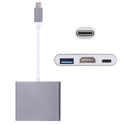 Wewoo Câble gris pour Macbook 12 / Chromebook Pixel 2015 USB-C / Type-C 3.1 Mâle à USB 3.1 Type-C Femelle & HDMI & Adaptateur USB 3.0