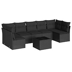 Maison Chic Salon de jardin 8 pcs avec coussins | Ensemble de Table et chaises | Mobilier d'Extérieur noir résine tressée -GKD89295